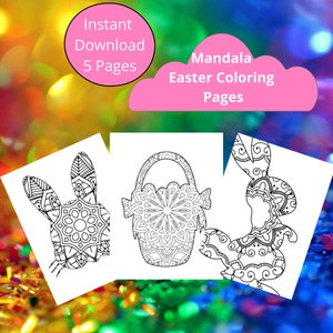 Pagine da colorare di mandala di Pasqua / Arte di rilassamento stampabile / Download immediato