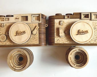 M3 & M6 Lot of 2 Wooden Leica Replica Camera Models Scale 1:1 NOT REAL CAMERAS