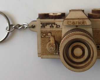Wooden Miniature Model Canon FTb Keychain Camera (NOT A REAL CAMERA)