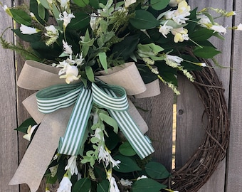 Everyday Wreath - Housewarming Gift - Greenery Wreath - Grapevine Wreath - Simple Front Door Decor -  All Seasons Wreath - Entryway Decor