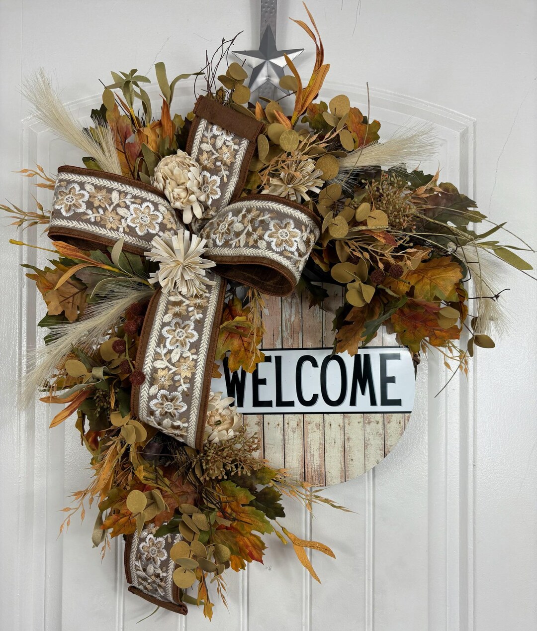Fall Welcome Wreath - Autumn Front Door Wreath - Rustic Farmhouse Door ...