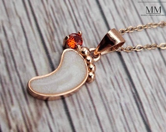 Dainty Footprint Birthstone Breastmilk Pendant, Breastmilk Necklace DIY Kit, Baby Blanket Keepsake DIY, Tariff Free