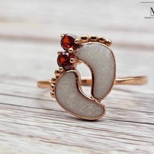 Footprint ring with birthstone sale
