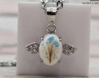 Dainty Angel Wing Breastmilk Pendant DIY Kit, Breastmilk Necklace, Baby Hair Keepsake, Cremation Ashes Necklace DIY, Pet Loss Necklace,