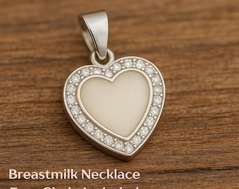 Sterling Silver Breastmilk Heart Necklace DIY Kit: Keepsake Pendant