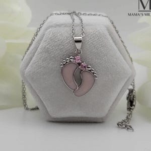 Two Foot Print Birthstone Necklace Pendant Sterling Silver Breastmilk &/OR Cremation Jewelry Complete DIY Kit Ships Next Day image 4