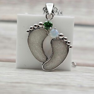 Two Foot Print Birthstone Necklace Pendant Sterling Silver Breastmilk &/OR Cremation Jewelry Complete DIY Kit Ships Next Day image 2