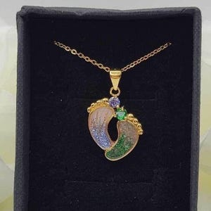 Two Foot Print Birthstone Necklace Pendant Sterling Silver Breastmilk &/OR Cremation Jewelry Complete DIY Kit Ships Next Day image 5