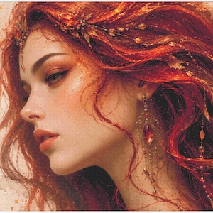 Goddess of Fire Cross Stitch Pattern PDF | Fire Goddess Embroidery Chart | Fantasy Cross Stitch | Pattern Keeper | Digital Download