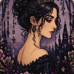 Princess Amethyst Cross Stitch Pattern PDF | Gothic Princess Embroidery | Dark Fantasy Cross Stitch | Pattern Keeper | Digital Download