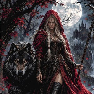 Little Red Riding Hood Cross Stitch Pattern PDF | Gothic Fairy Tale | Wolf Cross Stitch | Dark Fantasy Pattern | Pattern Keeper Compatible