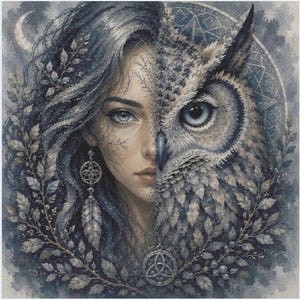 Guardian of Winter Wolf Cross Stitch Pattern PDF | Fantasy Wolf Embroidery Chart | Spirit Guardian | Pattern Keeper | Digital Download