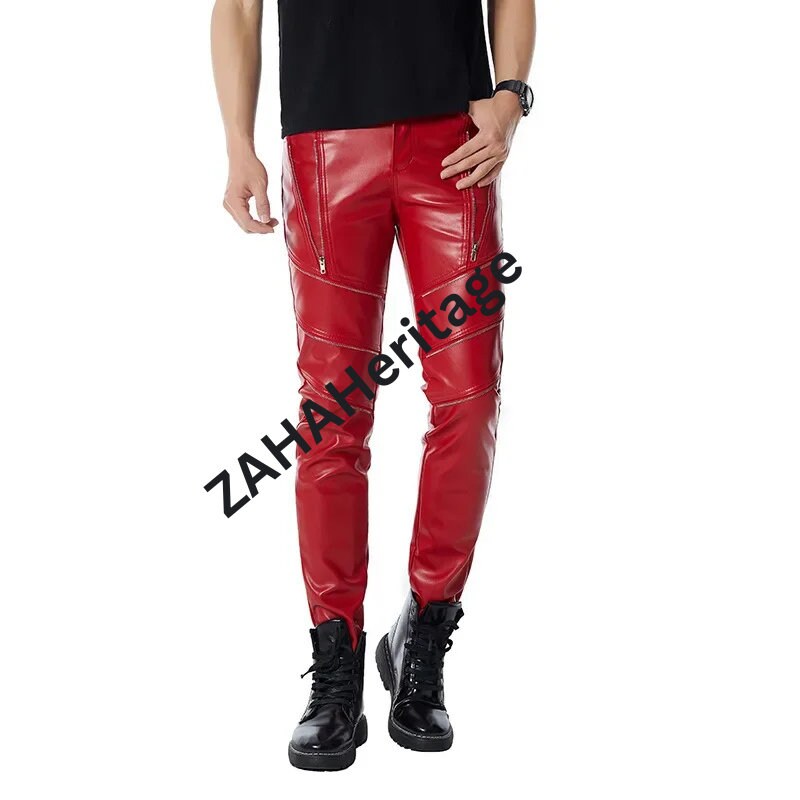 Faux Leather Pants Men 