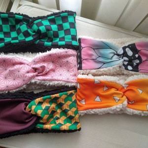 Diadema con turbante y nudo retorcido, estilo sherpa, para calentar las orejas: anime, búfalo y arcoíris