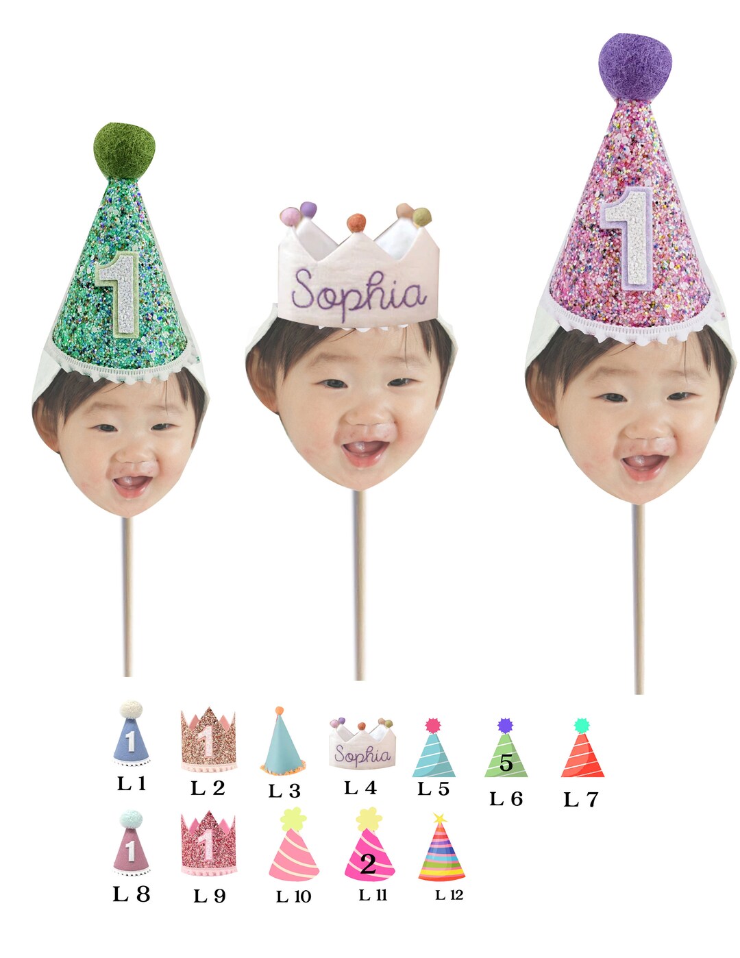 Baby Face Cupcake Toppers, Personalised Cupcake Face Toppers, Birthday Cupcake Toppers, 1st