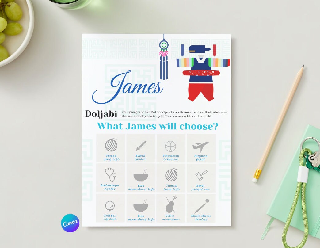 Personalized Doljabi Event Bundle, Doljabi Board, Jar Tag , Korean 1st ...