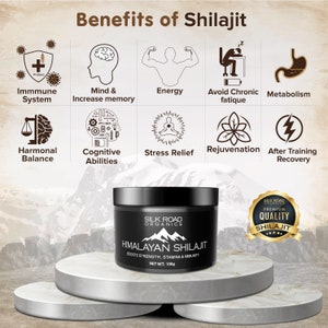 100g Silk Road Organics Semi-Liquid Pure Himalayan Shilajit with Measuring Spoon, Shilajit with Fulvic Acid and Trace Minerals