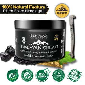 Himalayan Shilajit 60g-Gold Grade 100% Pure, Rich in Fulvic Humic Acid, Minerals, Immune & Vitality Booster, Vegan