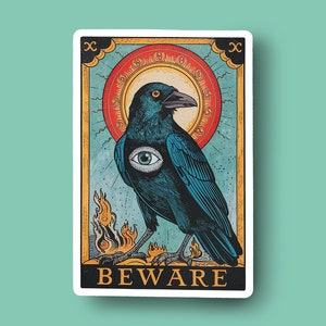 Crow Raven sticker, bird stickers, tarot, magic