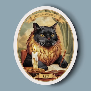 Leo sticker, cat zodiac stickers, cat horosope stickers, black cat sticker