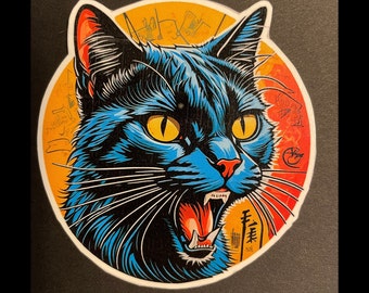 Black Cat Vinyl Sticker Decal for Laptop Water Bottle Halloween Good Luck