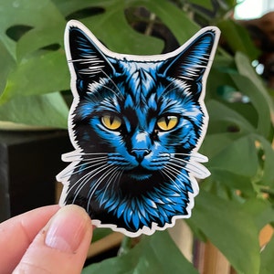 Calcomanía de gato negro con diseño de Halloween de Bad Kitty para portátil, botella de agua y buena suerte