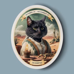 Scorpio sticker, horoscope stickers, zodiac cat stickers, black cat stickers