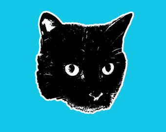 Black Cat Sticker for Good Luck, Laptops, water bottle,