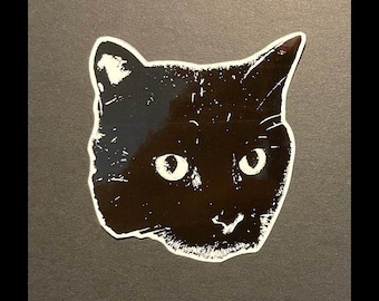 Lucky Black Cat Sticker: Handmade Water-Resistant Vinyl