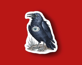 Sticker oog raaf: sticker Goth Spooky Bird (3 inch)