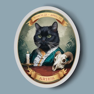 Zodiac Cat-sticker, Ram-sticker, Black Cat-sticker, kattendamestickers