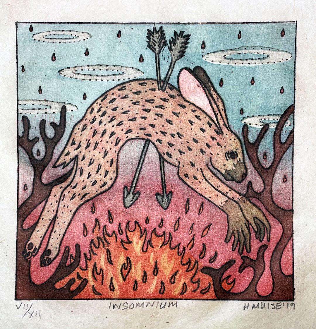 Original Etching Bunny Rabbit - Etsy