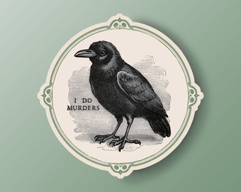 Naklejka "I Do Murders Crow": Naklejka na Halloween z ptakami