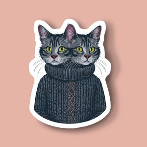Tabby Cat stickers,  cat lover, two headed cats, weird stickers