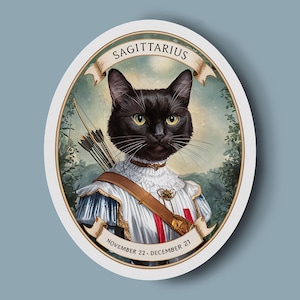 Sticker Boogschutter, sticker dierenriemkat, horoscoopsticker, sticker zwarte kat