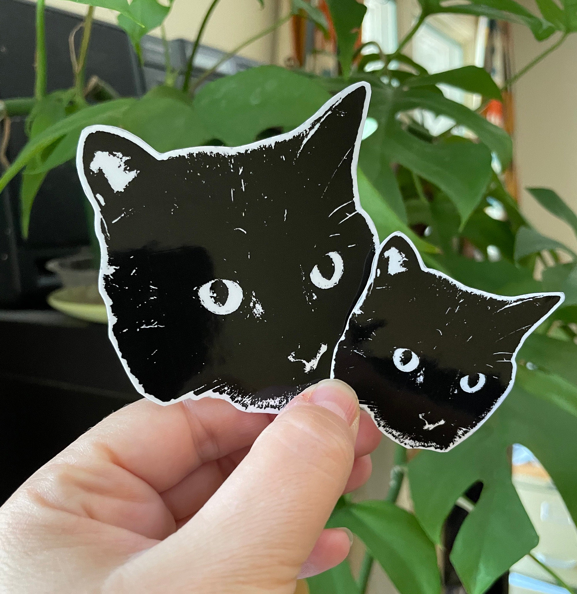 Cute Cat Sticker, Black Cat, Laptop Stickers, Water Bottle Sticker, Cat ...