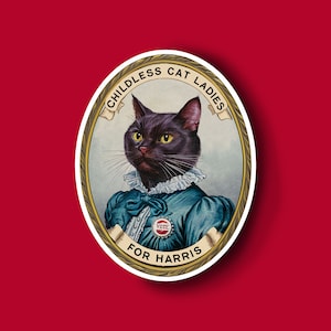 Kinderloze Cat Lady-sticker, Harris-sticker, kattensticker, Kamala-sticker