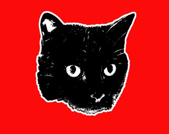 Pegatina de gato lindo, gato negro, pegatinas para computadora portátil, pegatinas para botellas de agua, arte de gato