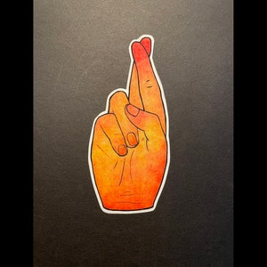 Lucky Sticker Fingers  Crossed Vinyl Sticker