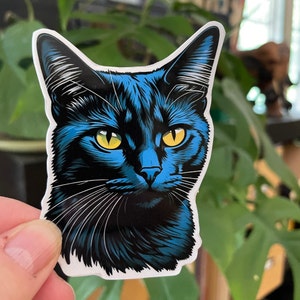 Adesivo de gato preto Halloween Decalque Vinil laptop garrafa de água boa sorte