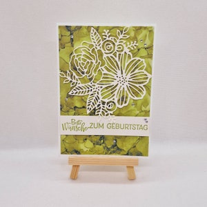 Geburtstagskarte Gutschein Blume Handgefertigt