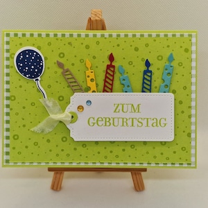 Männer Geburtstagskarte Kerzen Grün Handgefertigt