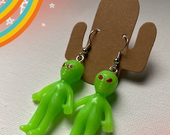 Quirky Green Alien Earrings