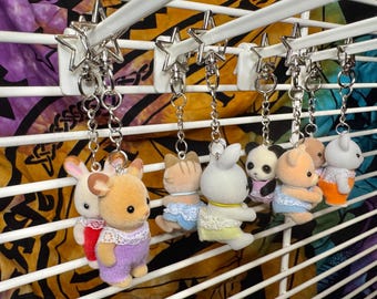 Flocked Baby Calico Critter Keychains