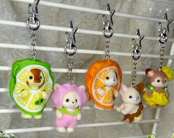 Flocked Fruity Babies Calico Critter Keychains