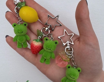 Flocked Frog Keychain