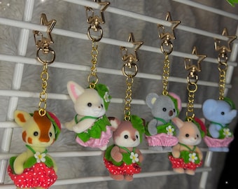 Flocked Very Berry Baby Calico Critter Keychains