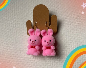 Flocked Rabbit Earrings
