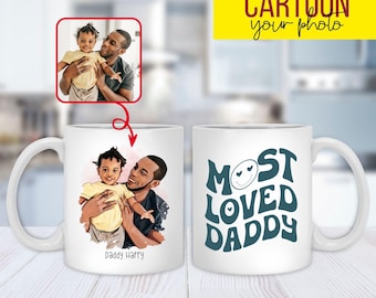 Retro Dad Mug Custom Photo Cartoon Style Coffee Cup Father Day Gift Birthday Present For Dad Best Dad Mug Personalized Gift Father Day Mug
