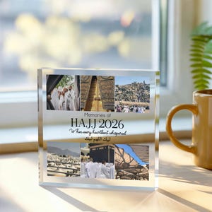 Memories of Hajj 2026 Square Acrylic Plaque, Islamic Keepsake Home Decor, Plaque Gift Ideas